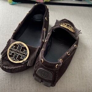 Tory Burch Chocolate Brown Loafers with Gold Accent